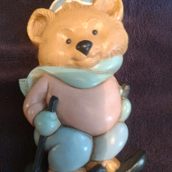 Homco Wall Hanging Teddy Bear Sports Golf Skiing Tennis Vintage Kids Room Brown - Picture 4 of 5